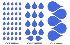 Raindrop Stickers Scrapbooking, Choose Size and Color, Craft Vinyl Drop Droplet