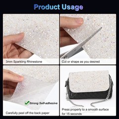 Bling Rhinestone Stickers, Resin Decoration Sticker White AB Colorful for Crafts