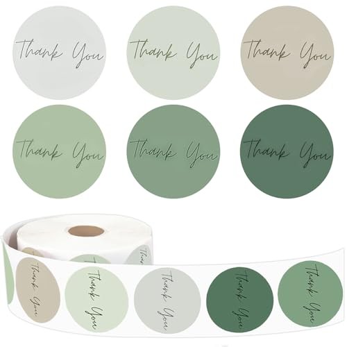 500 PCS Thank You Stickers Small Business 1.0 Inch Thank You for Green