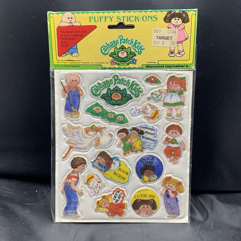 Cabbage Patch Kids Puffy Decal Stickers Stick-ons 1983 Sealed
