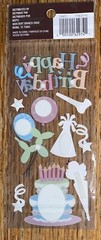 Recollections Happy Birthday Cake Balloons Party Hats Streamer Scrapbook Sticker