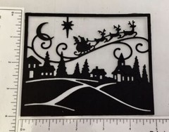 Christmas Die Cuts * Santa Village Scene * Set of 6 * Black or White Cardsotck