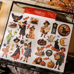 Halloween 2 Small Rub On Transfers Stickers Witch Crafts for Paper Wood Fabric