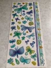 MEMORIES MAGENTA STICKERS 12”x6” BUTTERFLIES, BORDERS TEAL BLUE, GREEN 43PCS