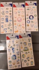 Bulk Lot 6 Morning Glory Blue Bear Babu Glitter Sticker Kawaii Htf