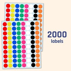 2000 Pack, 3/4″ Colored Dot Stickers, Yard Sale Stickers – 8 Colors 2000 Pack