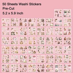 Garden Journaling Stickers, 50 Sheets Washi Junk Journal Sticker Book, Scrapbook