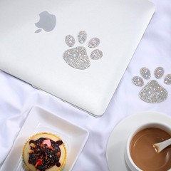 Stylish 4-Pack Paw Print Rhinestone Decals – Waterproof for -Round Use