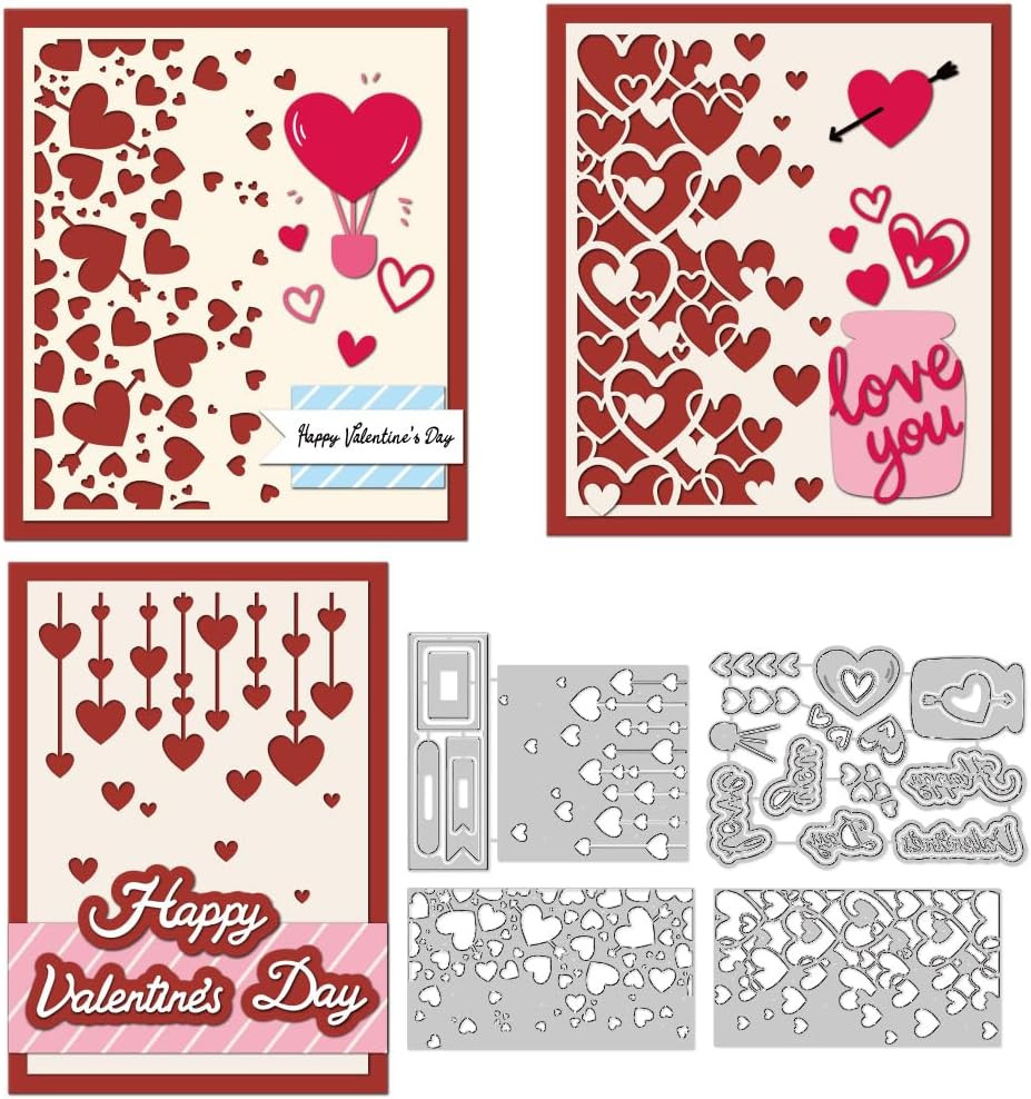 Valentine’S Day Wishes Metal Die Cuts Heart Background Card Making Carbon Steel