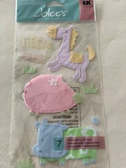 EK Success Jolee’s 3D STICKERS FARM ANIMALS LITTLE ONES PINK BLUE PURPLE ‘CLOTH’