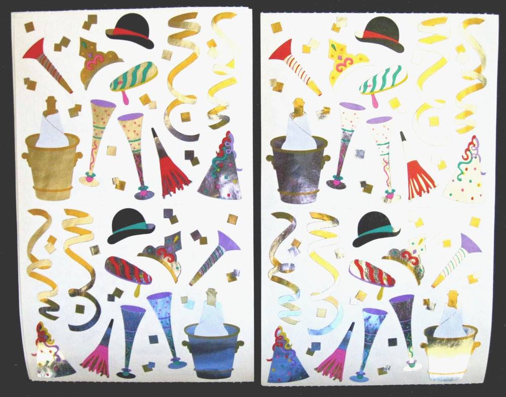 Mrs Grossman Two 4×6 inch ‘New Years’ Holiday Foil Sticker Sheets