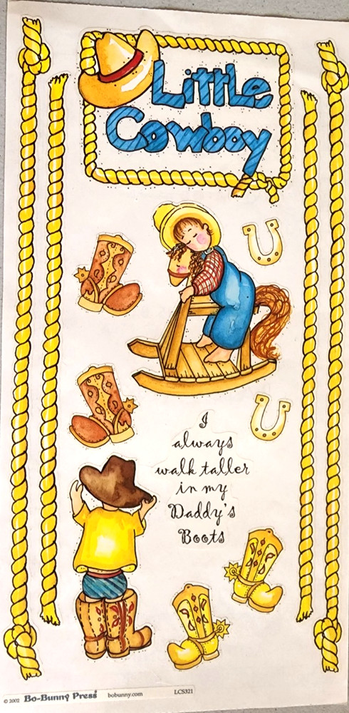 Vintage Bo Bunny Little Cowboy Clear Stickers 2002 Scrapbook Journaling NOS