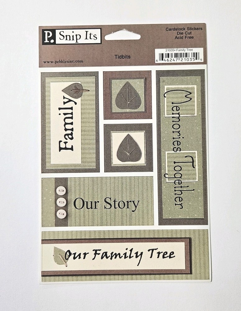 Pebbles Inc Family Tree Cardstock Stickers Tidbits Words Quotes Titles Our Story