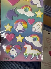 Unicorn Theme Puffy Stickers – 2 Packs – New and Sealed – Rainbow, Stars, Hearts
