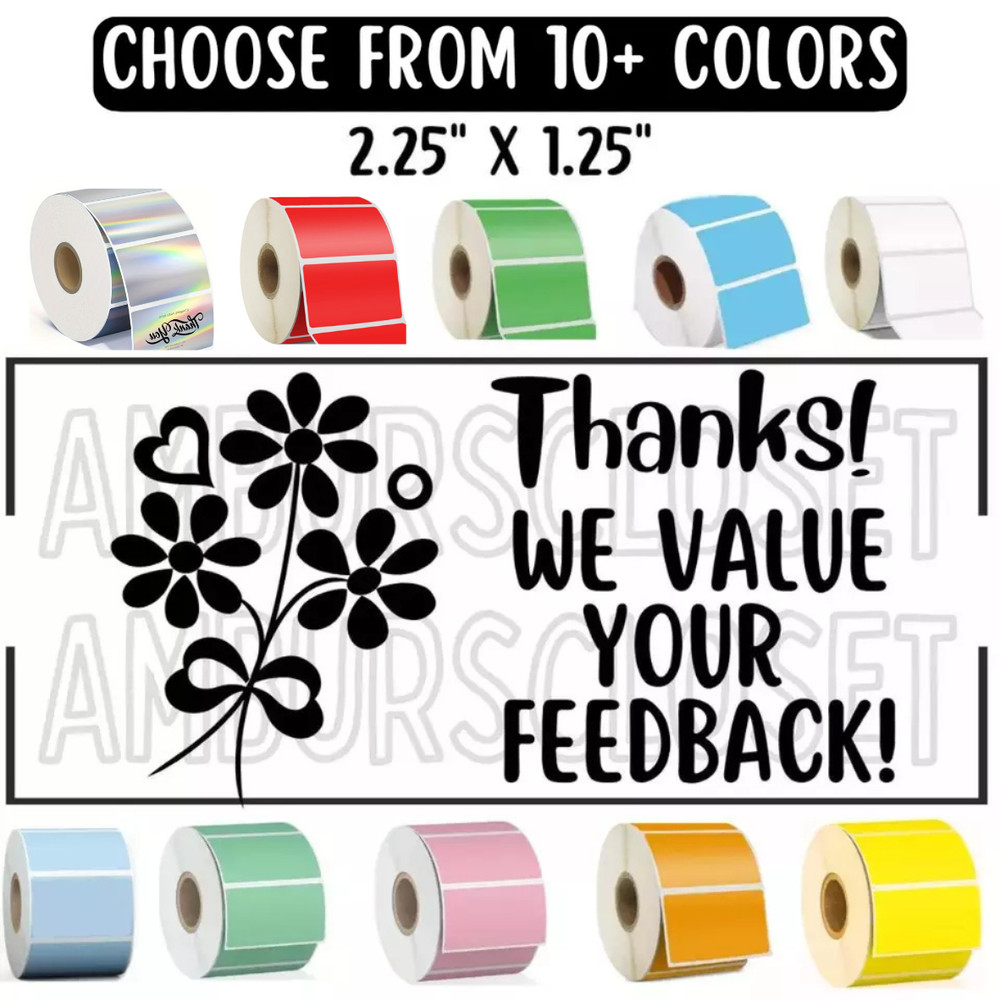 50 THANK YOU STICKERS 2.25″ LABELS SEALS REVIEW SHOP FLORAL SCRATCH RESISTANT
