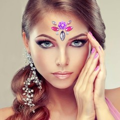 16Pcs Face Gems Stickers with Women Girls Diamond Forehead Sticker Rhinestone…