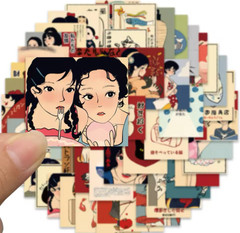 50pcs Japanese Vintage Anime Matte Vinyl Stickers 4.7×5.3cm For Laptop Scrapbook