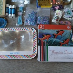 Craft Lot Crafting Supplies Water Color Pencils Glitter Stamps Embellishments