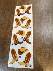Mrs. Grossman’s Cowboy Hat Boots Spurs Scrapbook Sticker Brown And Tan