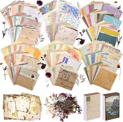 565 Pcs Vintage Scrapbook Paper Kit, Scrapbook Paper Supplies with Flowers Stick