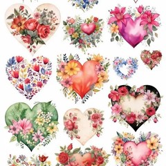 Violette Stickers – Flower Hearts – 1 Floral Heart Sticker Sheet – Scrapbooking