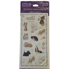 2 Sheets Hallmark Sealed NOS Vintage Dogs Stickers Pack Beagle Dalmatian Poodle