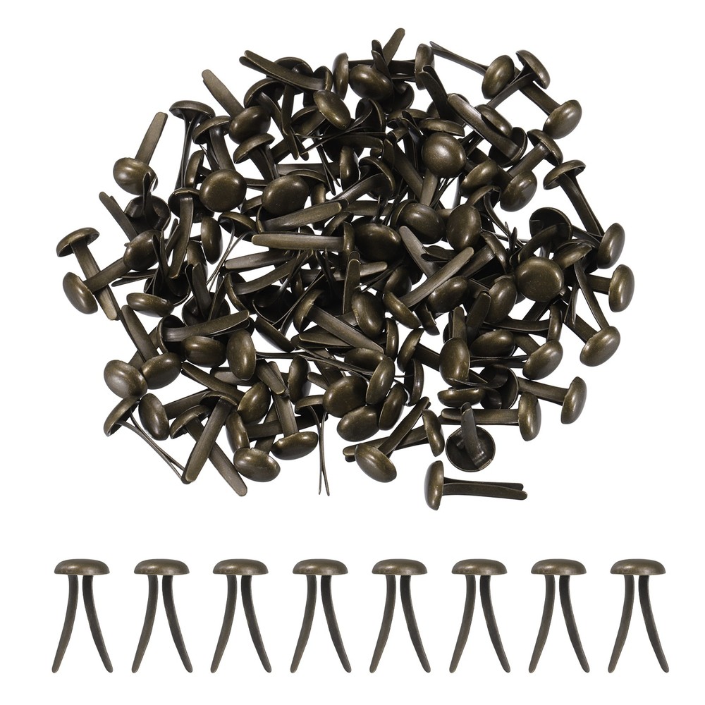 250Pcs Brads Paper Fasteners, 4.5×8 mm Metal Round Head Split Pins, Dark Bronze