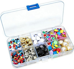 1Box(500Pcs) Multiple Styles Metal Brads Kit Mixed Color and Size Paper Fastener