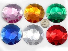 Allstarco 50Mm Extra Large Flat Back Round Acrylic Rhinestones Plastic Circle