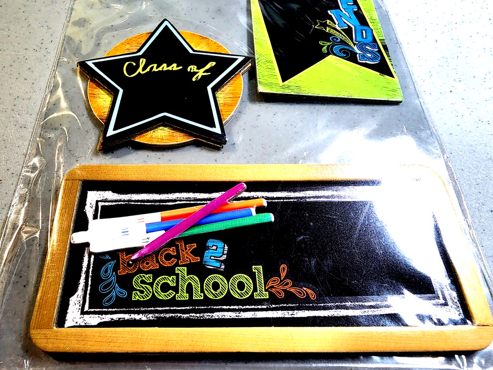 Paper House Back To School 3D Chipboard Stickers Chalkboard Scrapbook Student