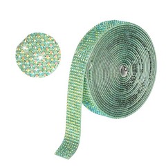 Self Adhesive Rhinestone Strips 3 Yards 0.6 Inch for Craft,Dark Green AB