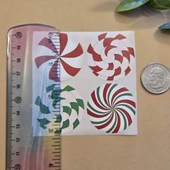 12 Peppermint Candy Stickers/Christmas Candy Stickers/Swirl Candy Stickers