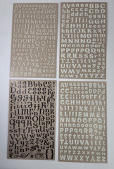 12 Alphabet Letter Fonts Rub On Sheets White Brown Black Scrapbooking Crafts