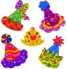 PARTY HAT HATS Glittery Sandylion Stickers – 1 square ~VINTAGE~