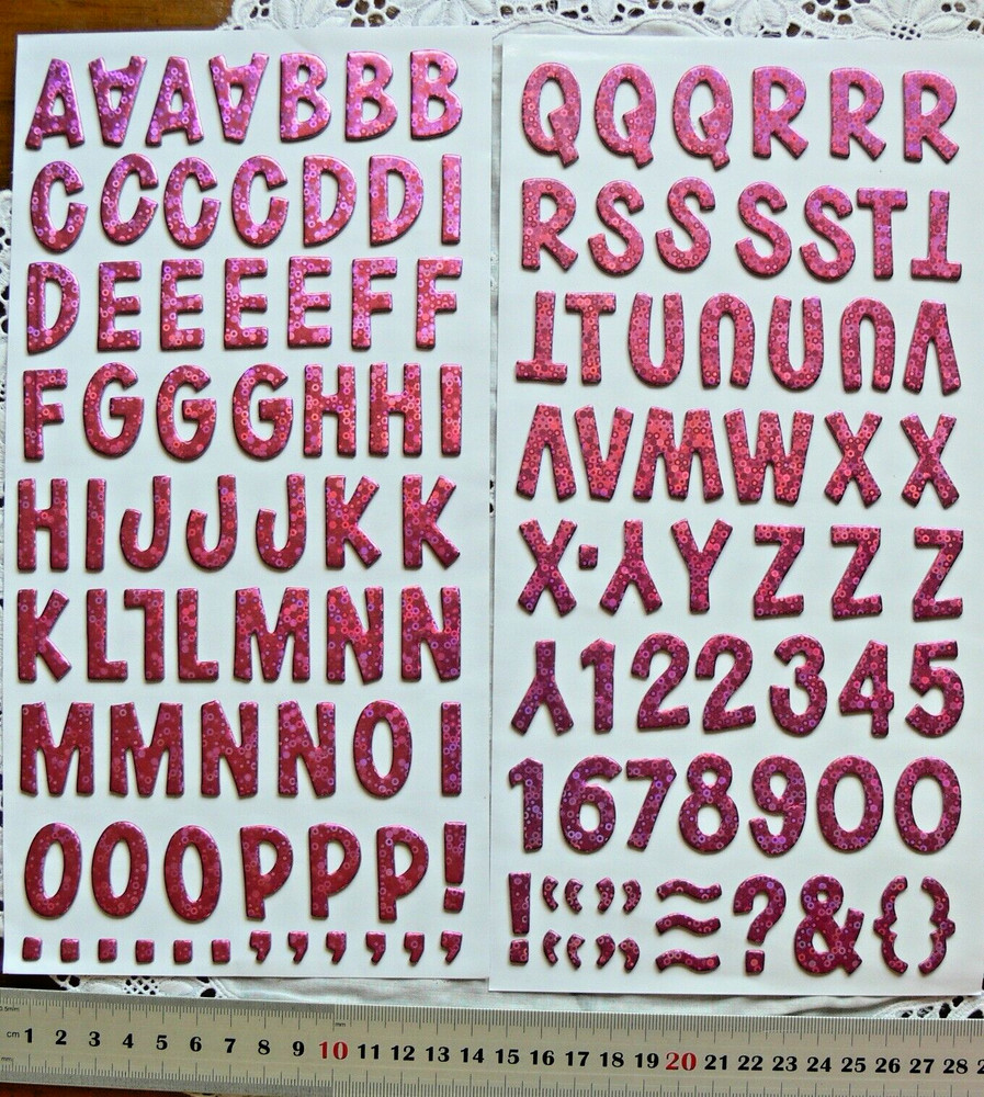 DAZZLE Chipboard CRIMSON – 133 Alphabet Thicker Stickers 5-27Wide 27mmHigh L3Bf