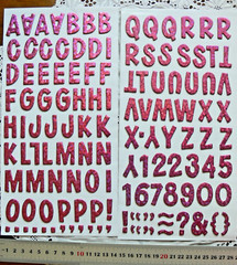 DAZZLE Chipboard CRIMSON – 133 Alphabet Thicker Stickers 5-27Wide 27mmHigh L3Bf