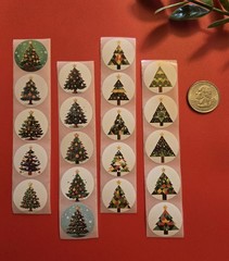 20 CHRISTMAS TREE STICKERS HOLIDAY TREE STICKERS ENVELOPE SEALS LABELS