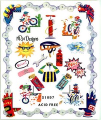 NRN Designs CYCLING Bicycle Cycle Bike Scrapbook Stickers 3 Sheets