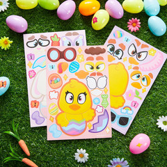 24 PCS Easter Match Make a Face Stickers – Chick Bunny Sheep Egg Pattern