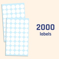 2000 Pack, 3/4″ Round Colored Dot Stickers Circle Labels – White