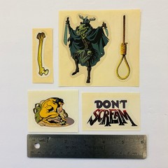 RETRO STICKER LOT Bats Moth Vamp Morgue Hangman Skull Bone Don’t Scream BOO