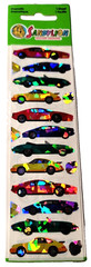 Sandylion Stickers Prismatic Sport Race Cars Sheet Red Green Blue Yellow NIP VTG