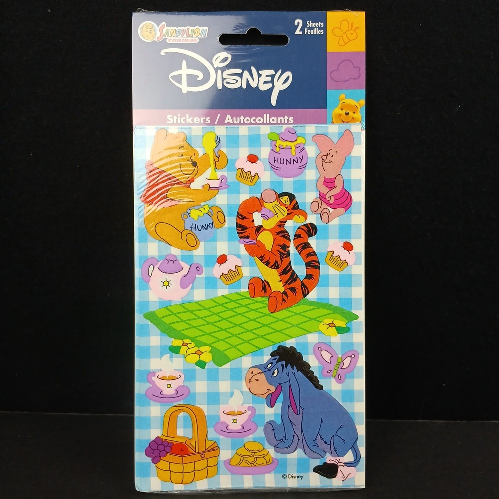 Vintage SandyLion Winnie the Pooh Picnic Stickers Eeyore Tigger New 2 Sheets
