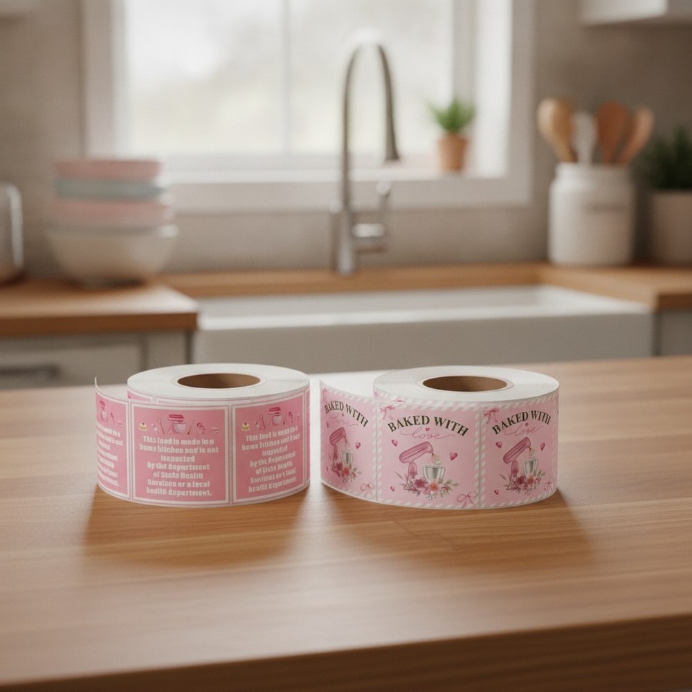 Cottage Food Law Labels – 1000 Count Pink Stickers for Homemade Bakery Goods