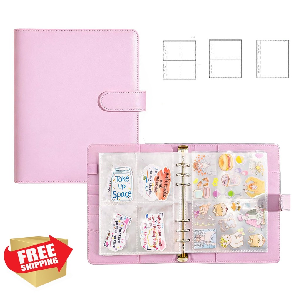 Sticker Binder Organizer with Storage Sleeves,Reusable Stickers Collecting Bo…