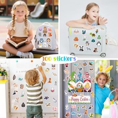 100 PCS Water Bottle Stickers for Kids,Waterproof Vinyl Animal Stickers for Kids