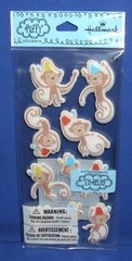 Hallmark Puffy Stickers Monkeys in Hats 2015 2 Sheets 22 Pieces Free Ship @ $15