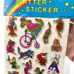 Vintage Glitter Stickers Puffy Funny Horses New Sealed 1980s Scrapbook Rare NOS