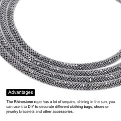 4mm x 120cm Rhinestone Tube Rope Bling Crystal White Mesh Mineral Gray Diamonds