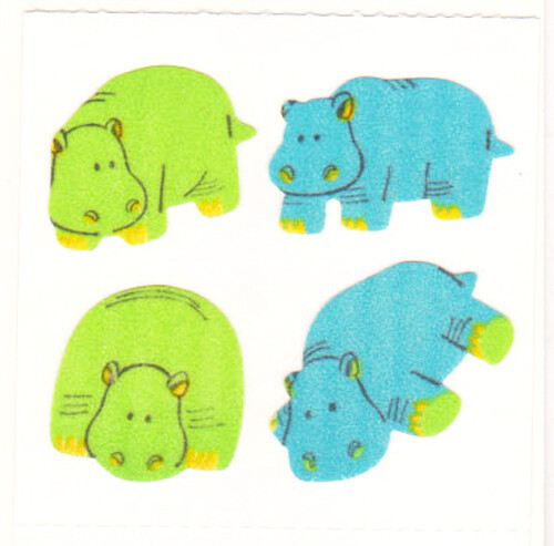 Vintage 80’s Great Seven 7 FUZZY Hippos Hippopotamus Sticker Mod